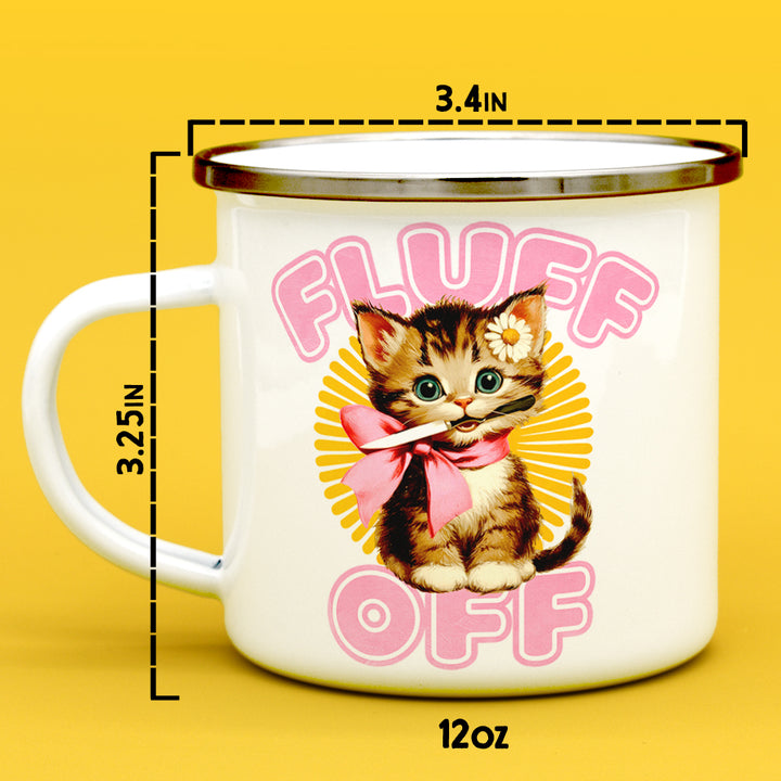 Retro Fluff Off Cat Camp Mug
