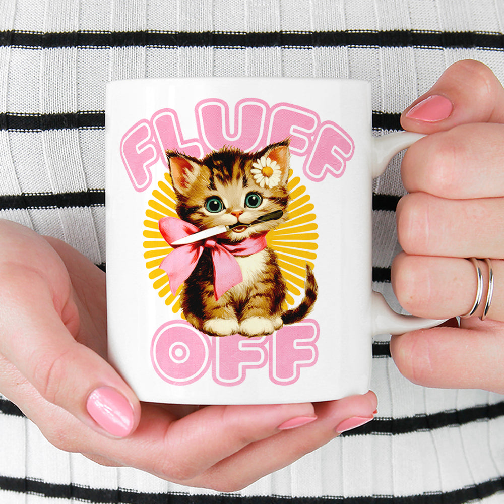 Retro Fluff Off Cat Mug
