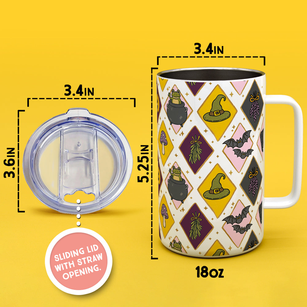 Witchy Pattern Insulated Travel Mug