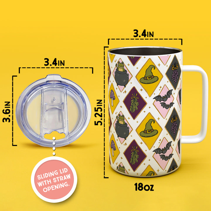 Witchy Pattern Insulated Travel Mug