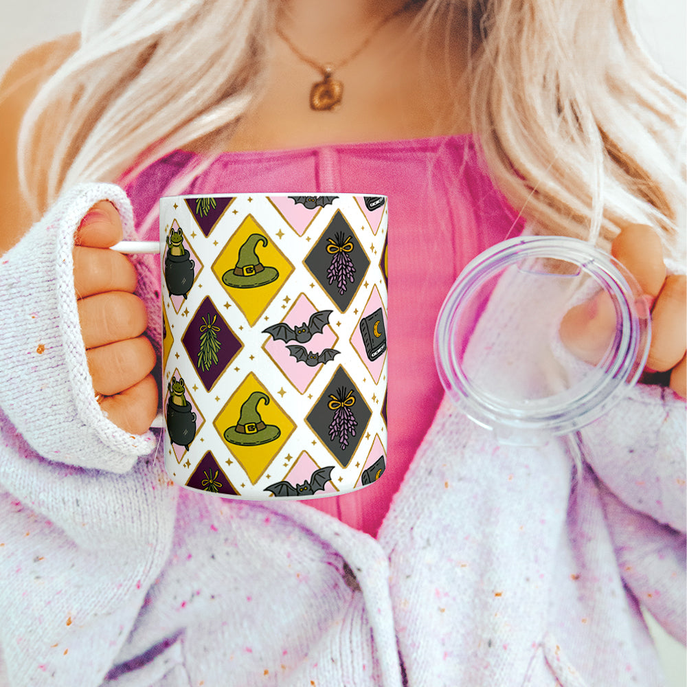 Witchy Pattern Insulated Travel Mug