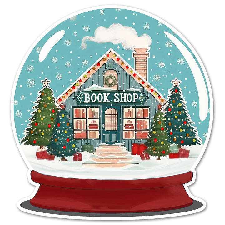 Holiday Bookshop Snow Globe Sticker