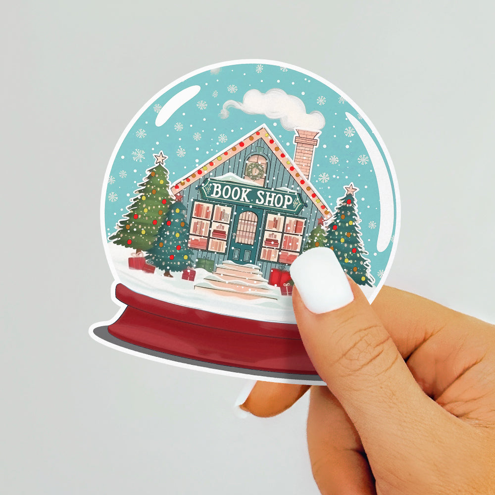 Holiday Bookshop Snow Globe Sticker