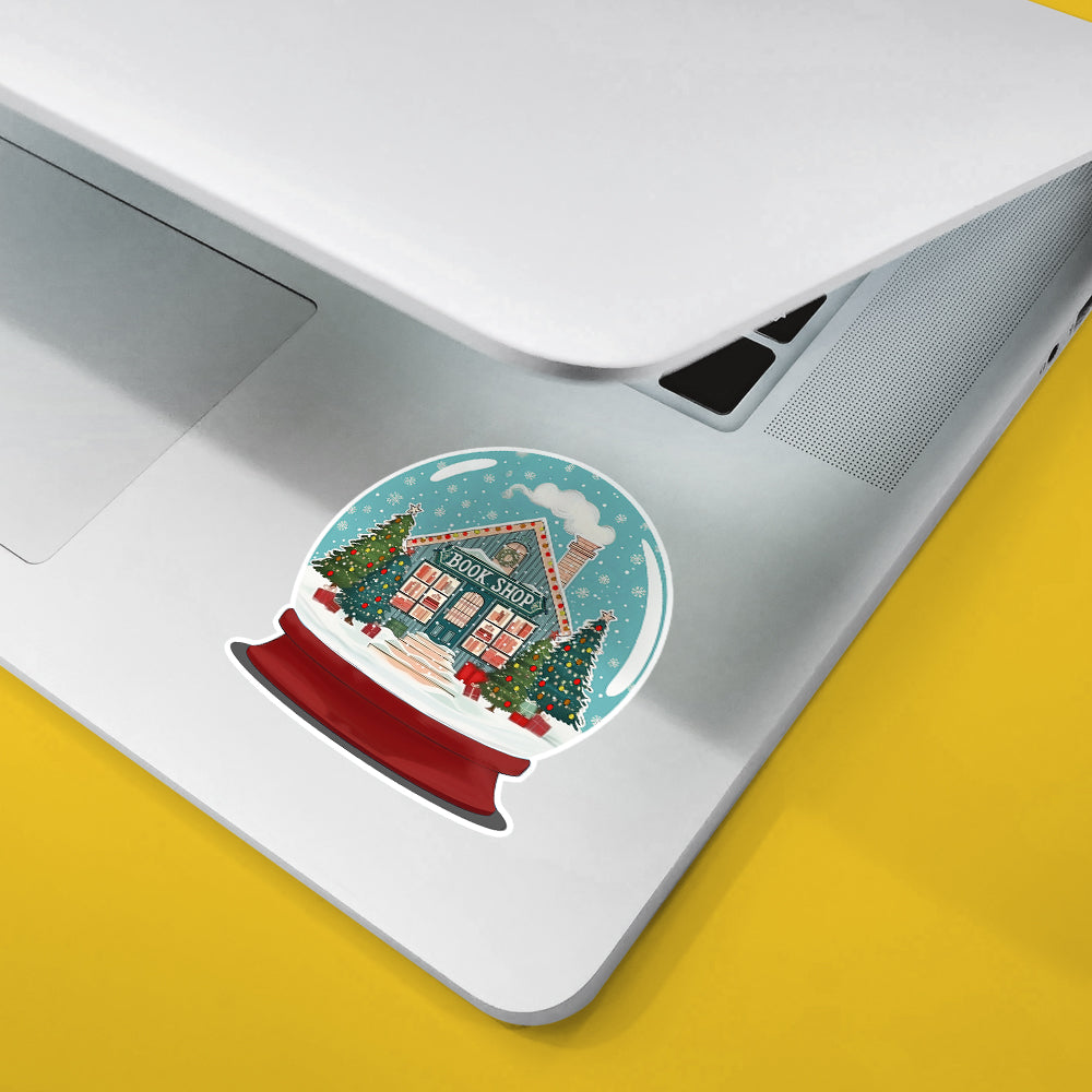 Holiday Bookshop Snow Globe Sticker