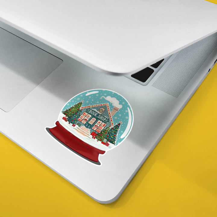 Holiday Bookshop Snow Globe Sticker