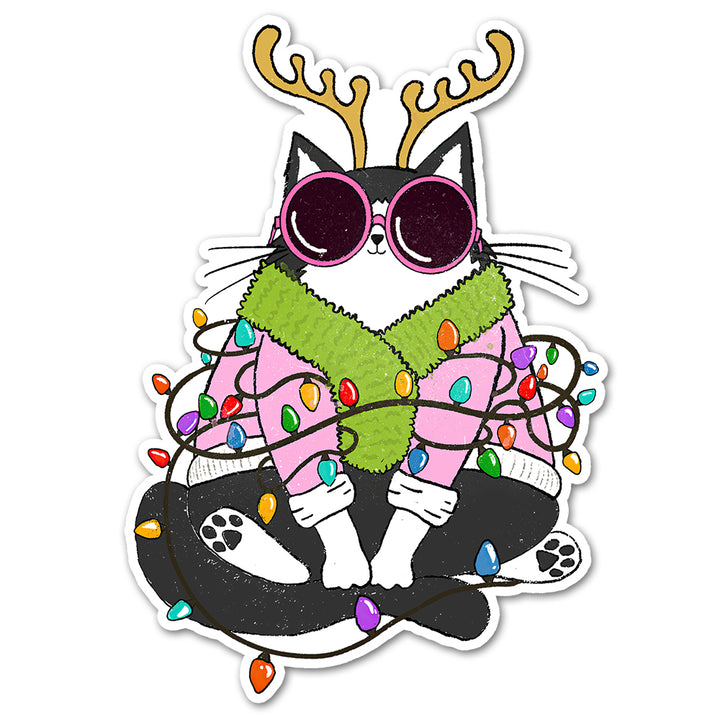 Groovy Holiday Cat Sticker