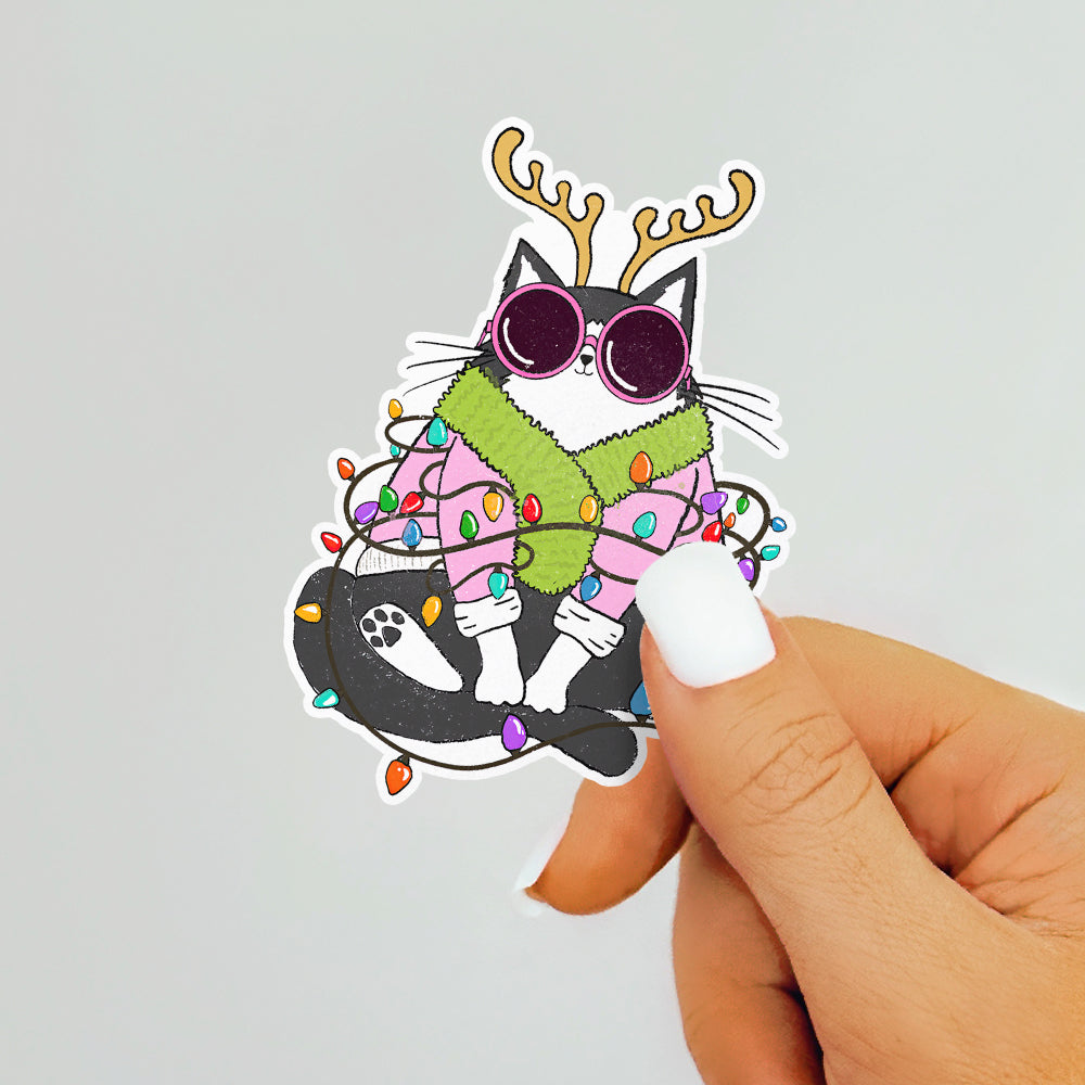 Groovy Holiday Cat Sticker