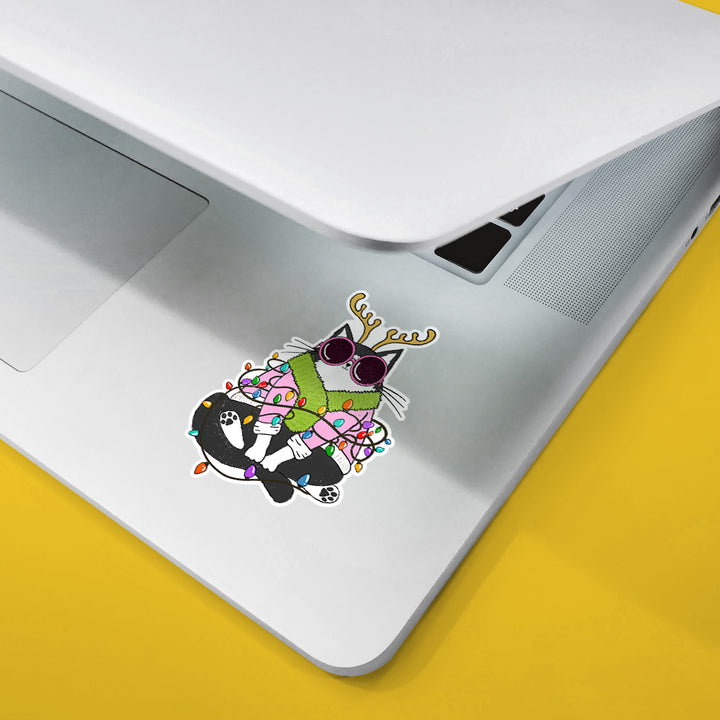 Groovy Holiday Cat Sticker