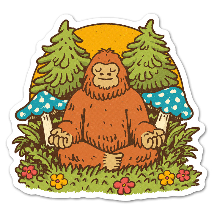 Meditating Bigfoot Sticker