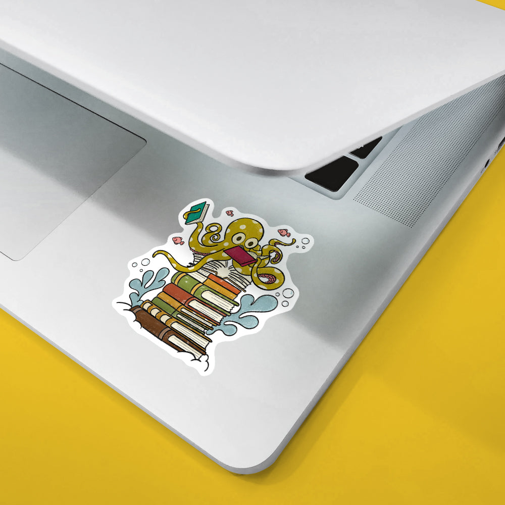 Bookish Reading Octopus Sticker