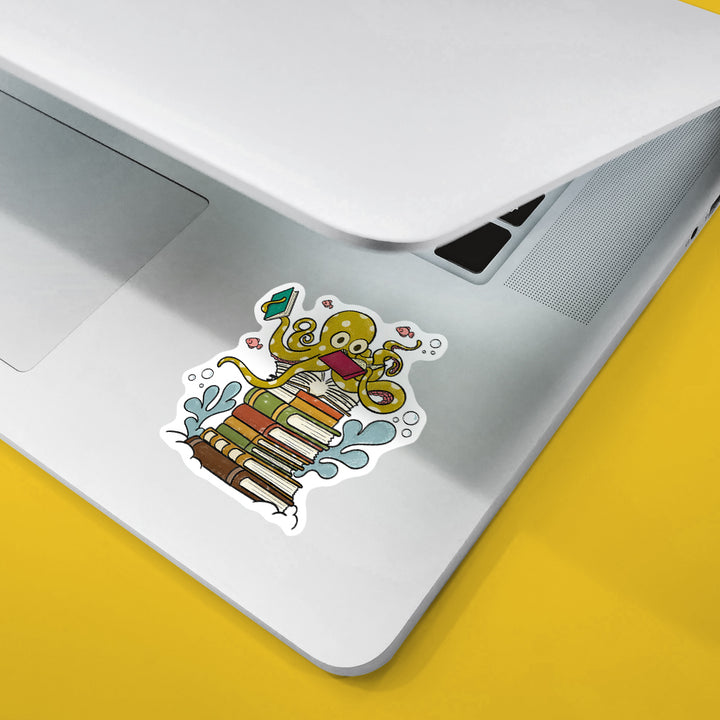 Bookish Reading Octopus Sticker