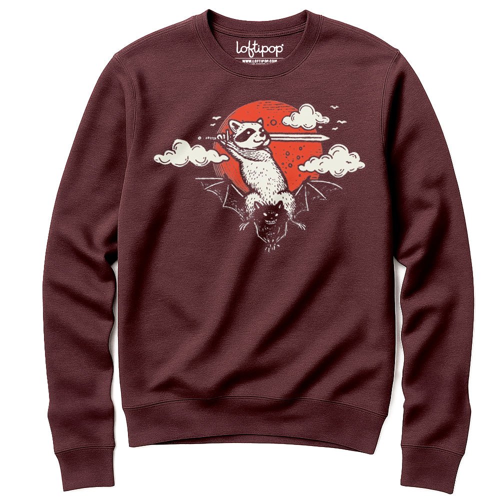 Adventure Raccoon Crewneck Sweatshirt - Loftipop