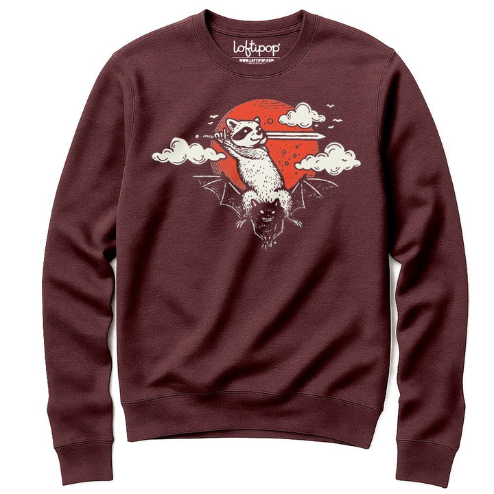 Adventure Raccoon Crewneck Sweatshirt - Loftipop