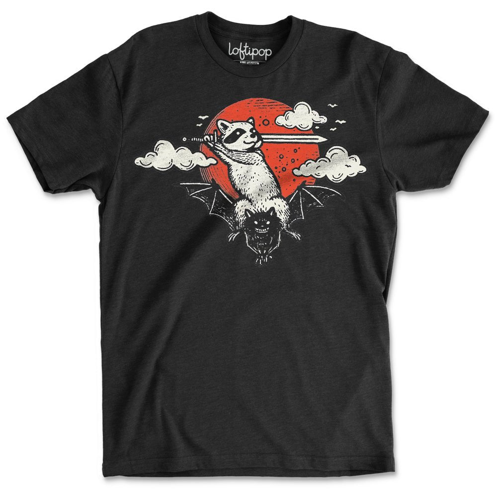 Adventure Raccoon Crewneck T-Shirt - Loftipop