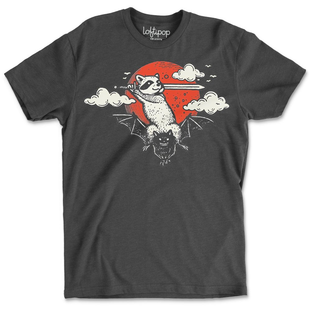 Adventure Raccoon Crewneck T-Shirt - Loftipop