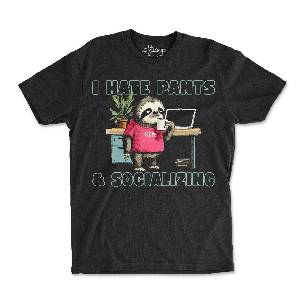 Antisocial Sloth Crewneck Tshirt - Loftipop