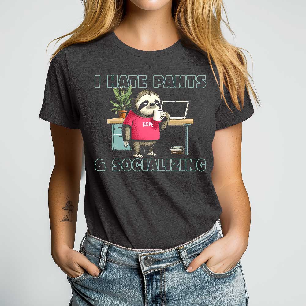 Antisocial Sloth Crewneck Tshirt - Loftipop