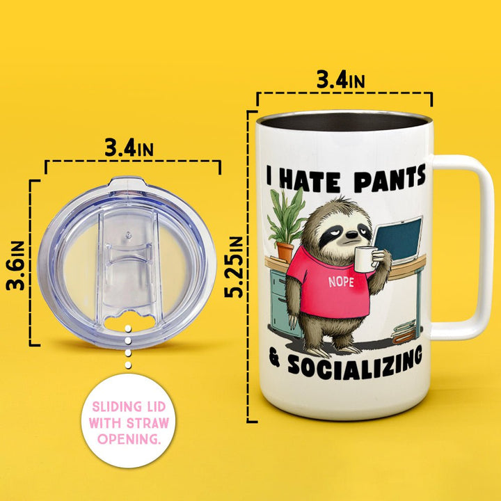 Antisocial Sloth Insulated Travel Mug - Loftipop