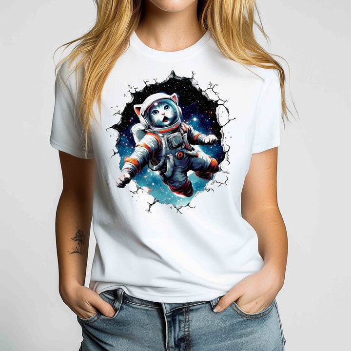 Astronaut Cat Crewneck Tshirt - Loftipop