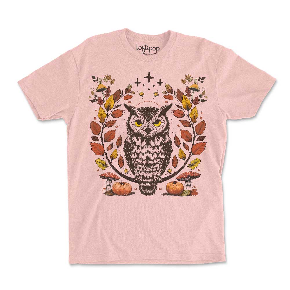 Autumn Owl Crewneck T-Shirt - Loftipop