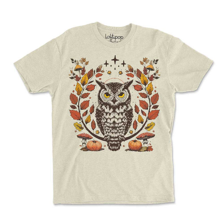 Autumn Owl Crewneck T-Shirt - Loftipop
