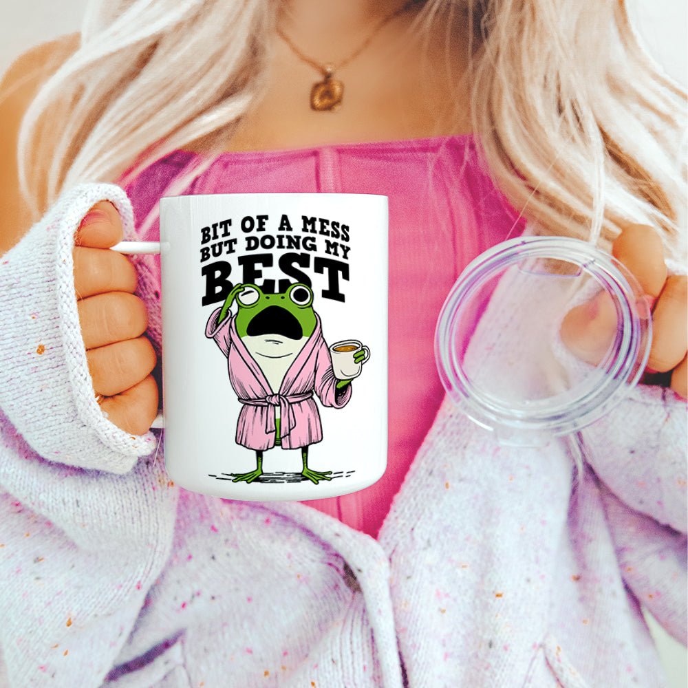 Bit of a Mess But Doing My Best Frog Insulated Travel Mug - Loftipop