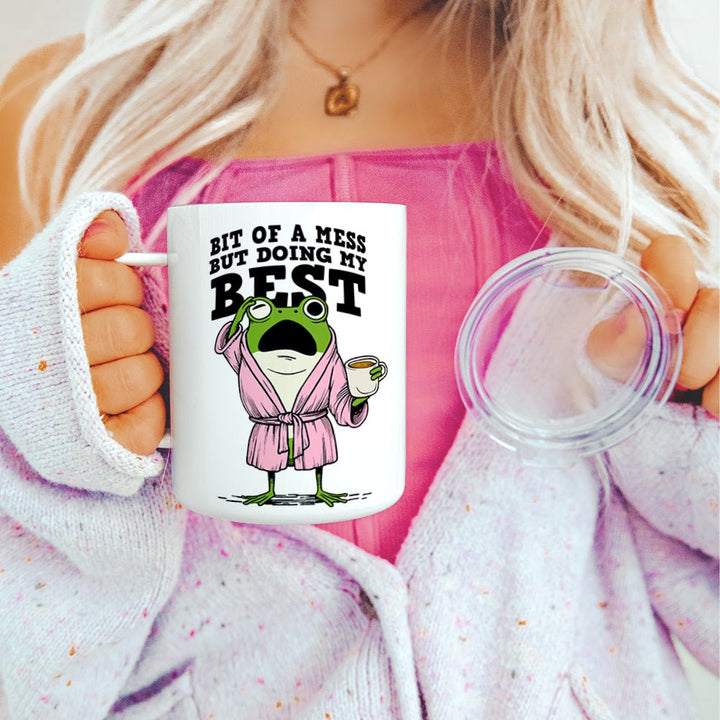 Bit of a Mess But Doing My Best Frog Insulated Travel Mug - Loftipop