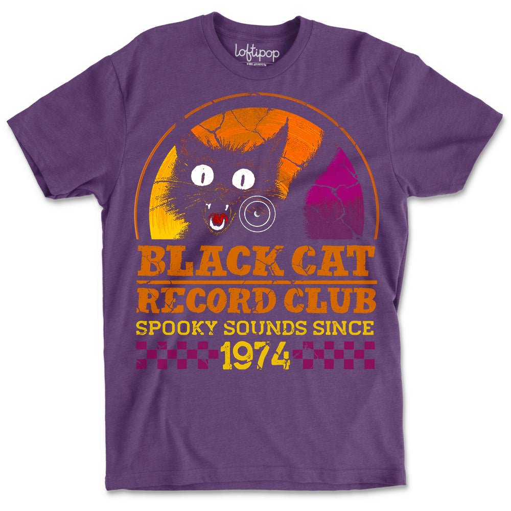 Black Cat Record Club Crewneck Tshirt - Loftipop