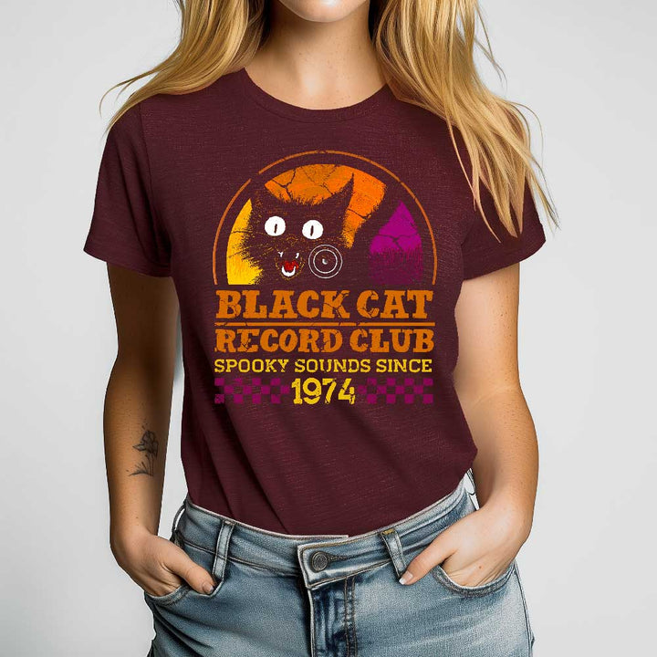 Black Cat Record Club Crewneck Tshirt - Loftipop