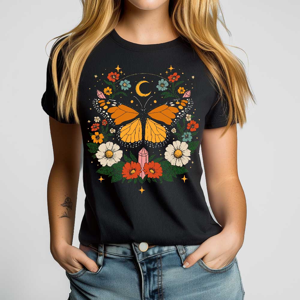 Boho Butterfly Crewneck Tshirt - Loftipop