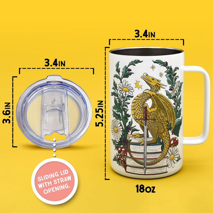 Bookish Dragon Insulated Travel Mug - Loftipop