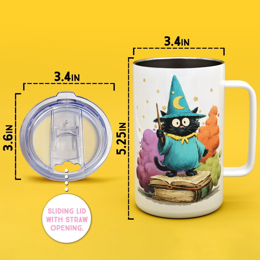 Bookish Wizard Cat Insulated Travel Mug - Loftipop