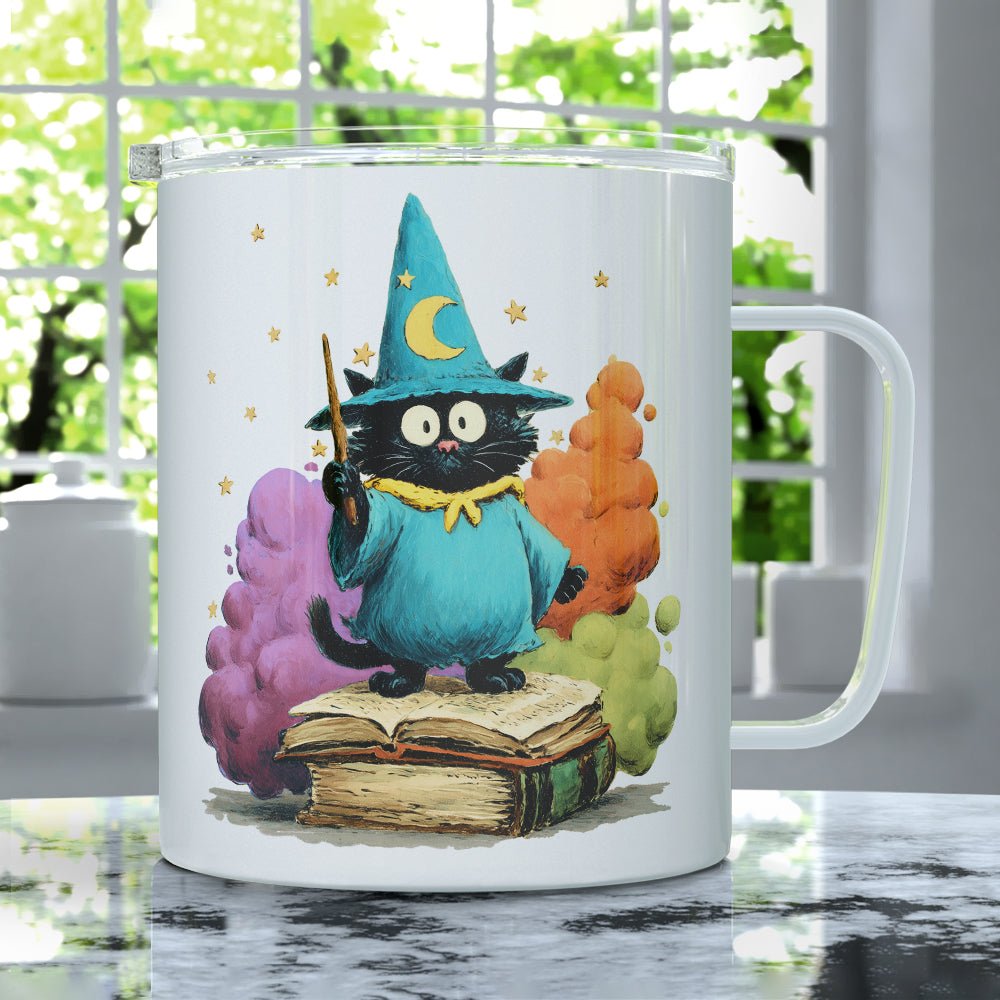 Bookish Wizard Cat Insulated Travel Mug - Loftipop