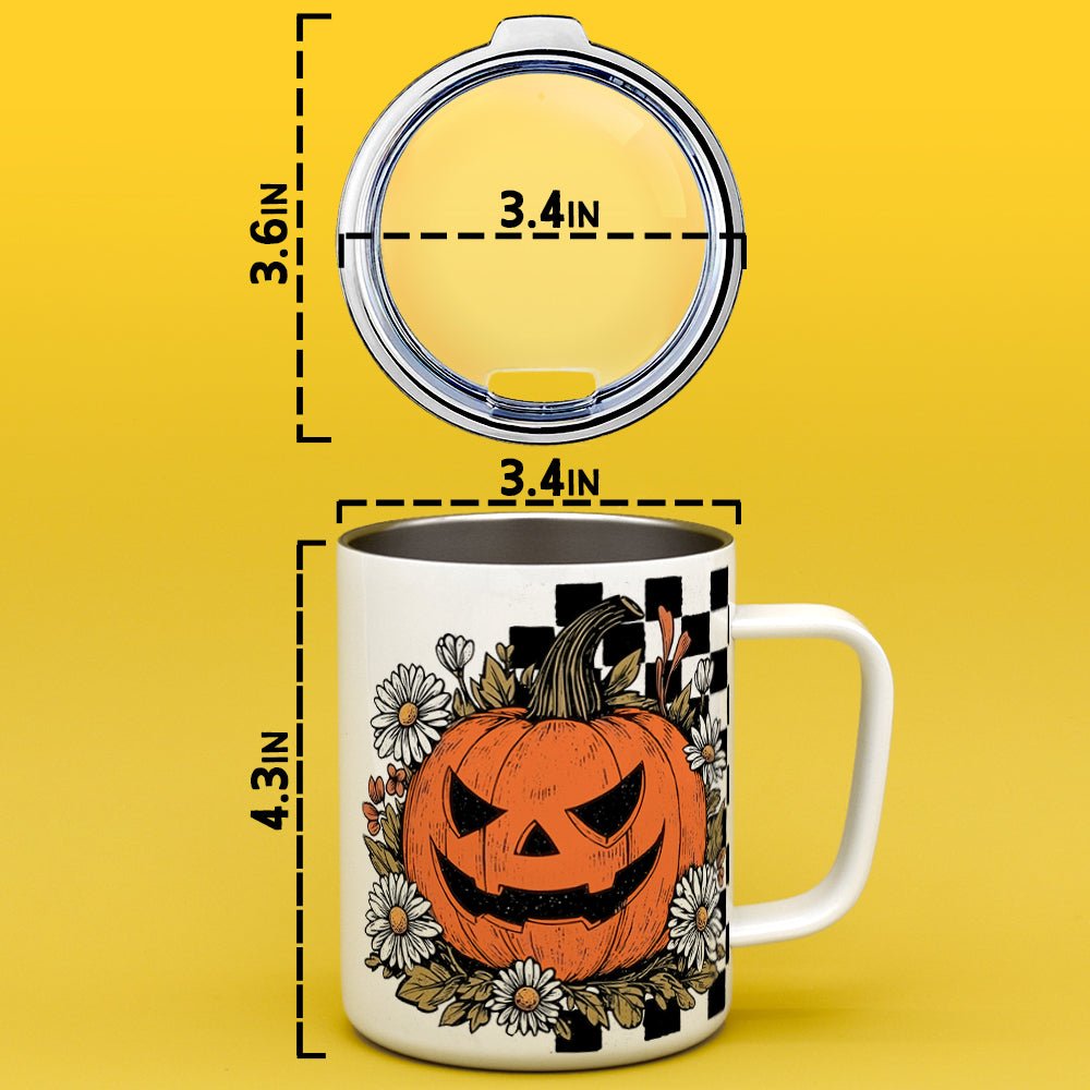 Checkered Pumpkin Insulated Travel Mug - Loftipop