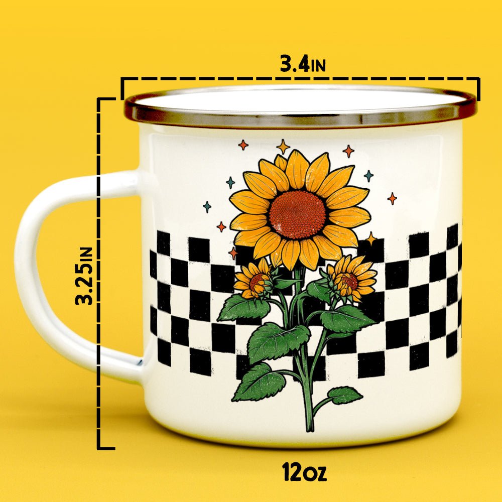 Checkered Sunflower Camp Mug - Loftipop