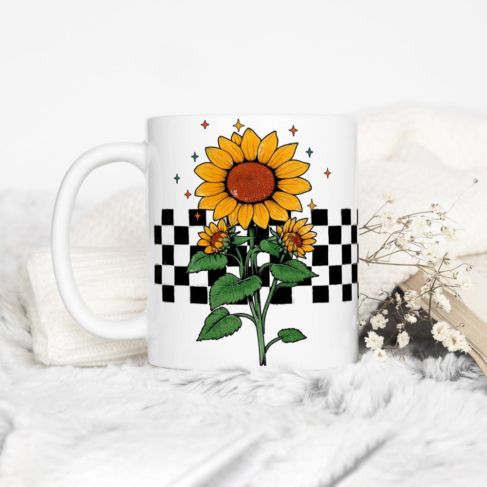 Checkered Sunflower Mug - Loftipop