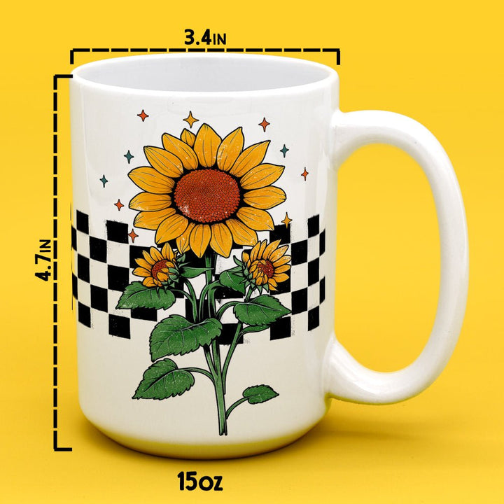 Checkered Sunflower Mug - Loftipop