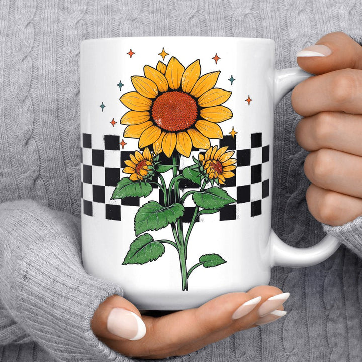Checkered Sunflower Mug - Loftipop