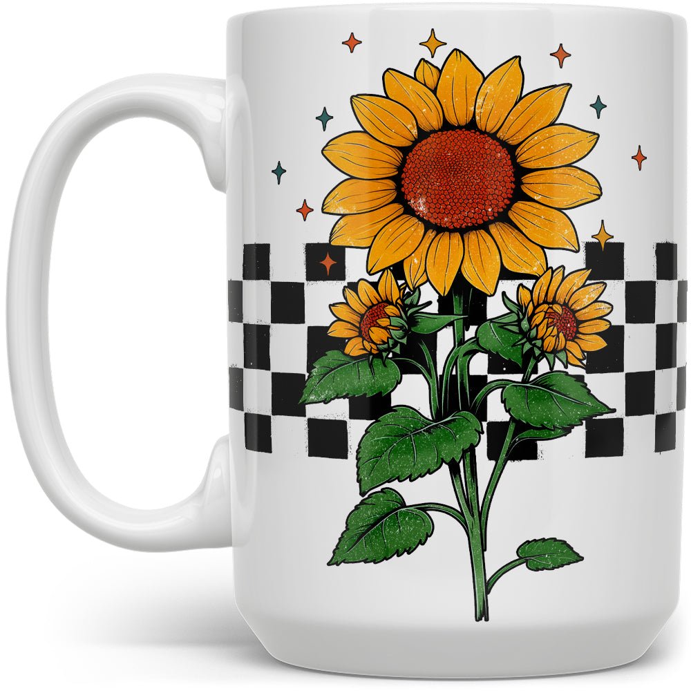 Checkered Sunflower Mug - Loftipop