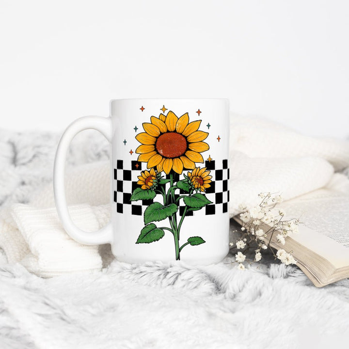 Checkered Sunflower Mug - Loftipop