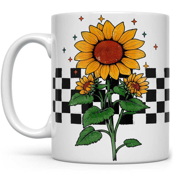 Checkered Sunflower Mug - Loftipop