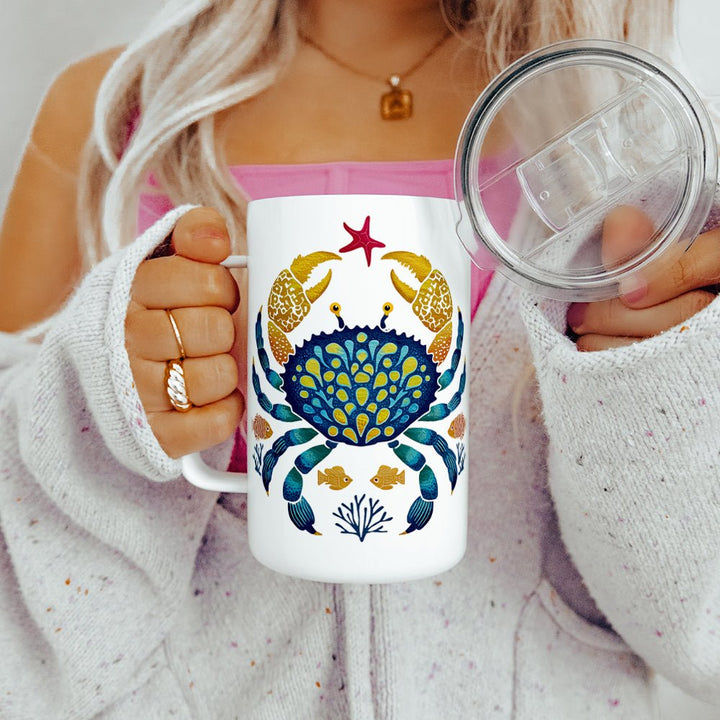 Coastal Ocean Crab Insulated Travel Mug - Loftipop