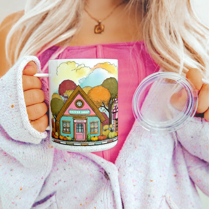 Cozy Fall Storefront Insulated Travel Mug - Loftipop
