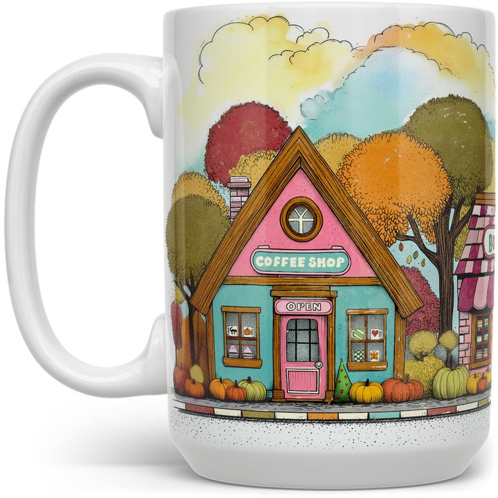 Cozy Fall Storefront Shops Mug - Loftipop