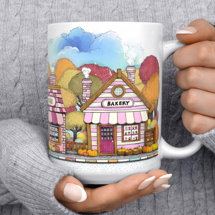 Cozy Fall Storefront Shops Mug - Loftipop