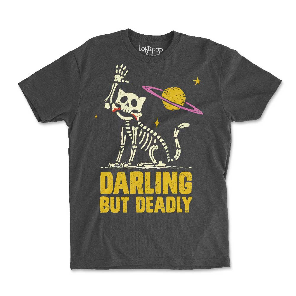 Darling But Deadly Cat Crewneck T-Shirt - Loftipop