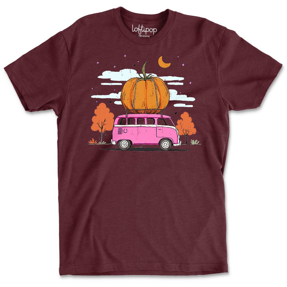 Fall Pumpkin Bus Crewneck T-Shirt - Loftipop