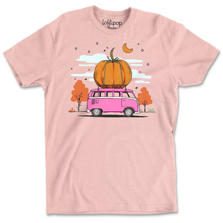 Fall Pumpkin Bus Crewneck T-Shirt - Loftipop