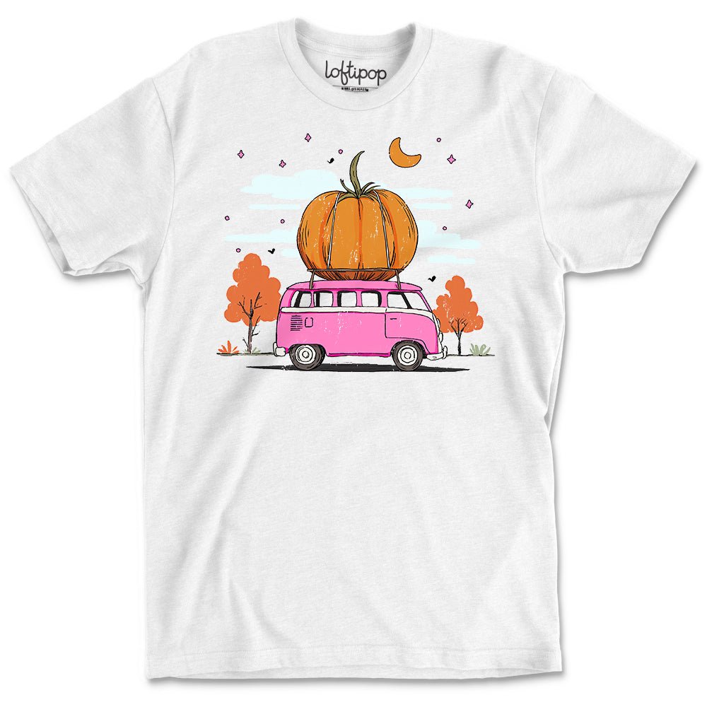 Fall Pumpkin Bus Crewneck T-Shirt - Loftipop