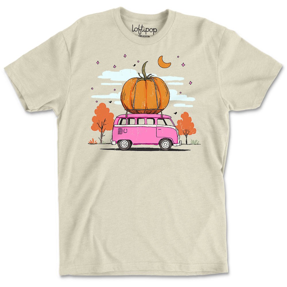 Fall Pumpkin Bus Crewneck T-Shirt - Loftipop